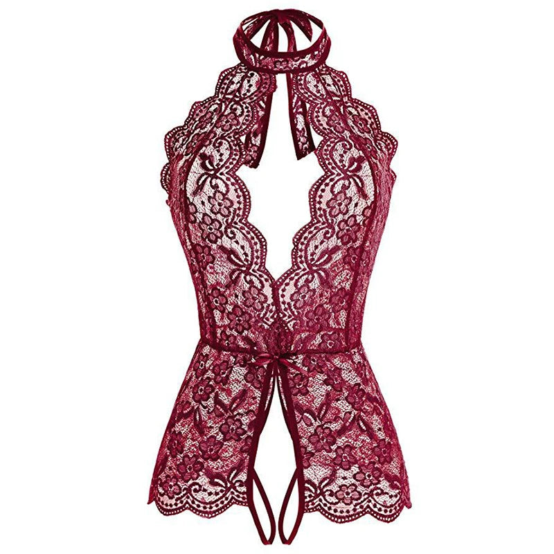 LencerÃa erótica para mujer, Body de peluche transparente de encaje, disfraz Porno para mujer, escote en V profundo, entrepierna abierta, muñeca bebé, falda Sexy, ropa interior