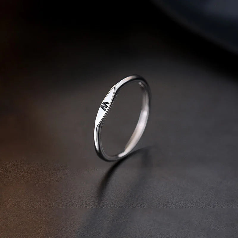 Anillo de Plata de Ley 925 con alfabeto inglés, anillo con inicial de nombre personalizado de estilo Simple, regalo de cumpleaños, joyería fina para mujer