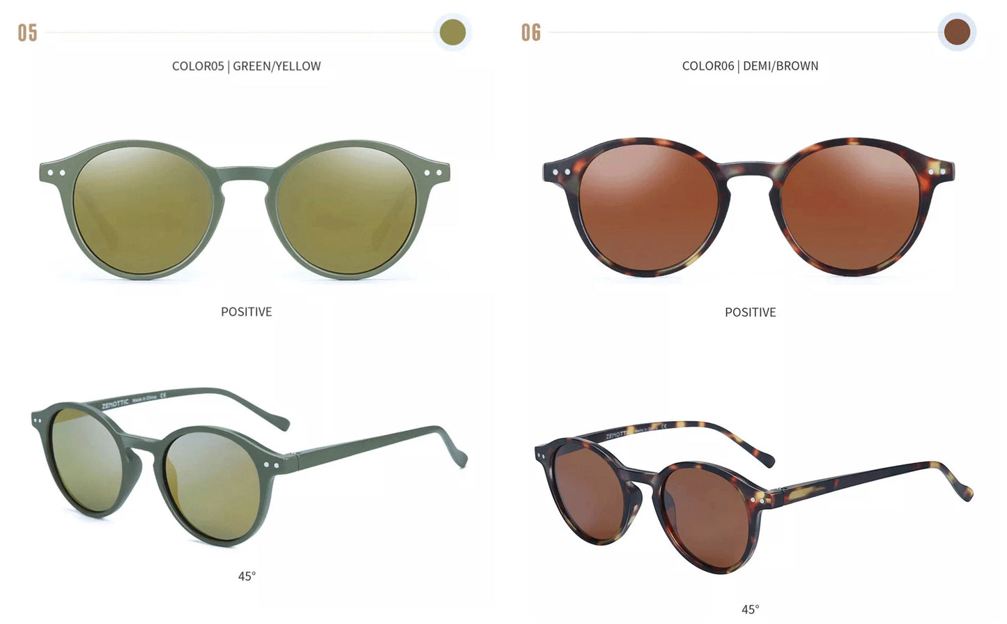 ZENOTTIC (tamaño S) gafas de sol polarizadas circulares Retro 2024 2025 hombres mujeres Vintage pequeñas gafas de sol redondas UV400 gafas de sol
