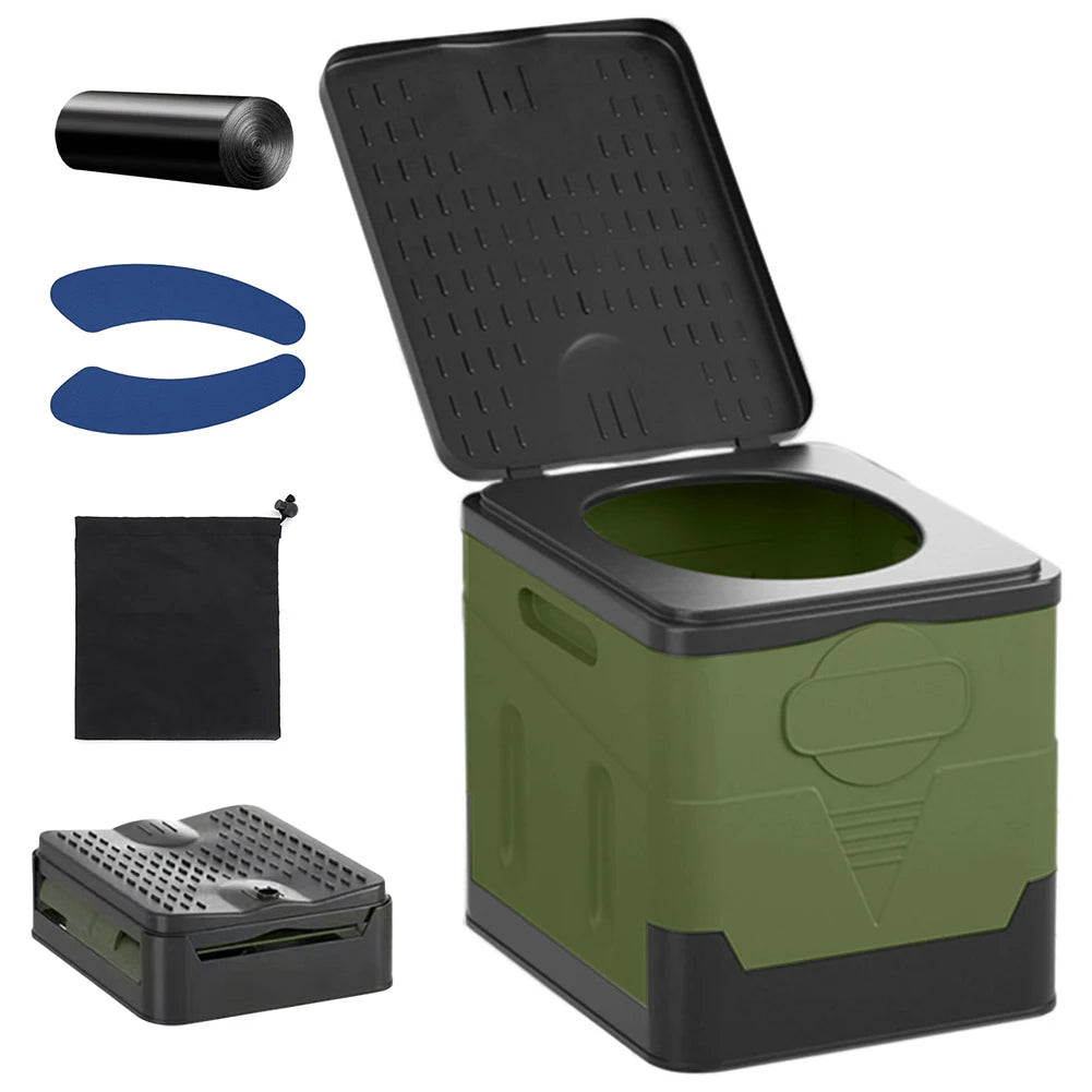 Inodoro portátil para coche, cubo de basura para viaje, campamento al aire libre, inodoro plegable para viaje de emergencia, autoconducción para adultos y niños