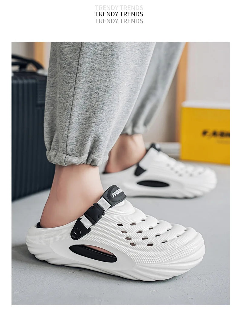 Zuecos con soporte para el arco para hombre, calzado para jardín, zapatillas de playa sin cordones para exteriores, sandalias con cojín cómodo extraíble