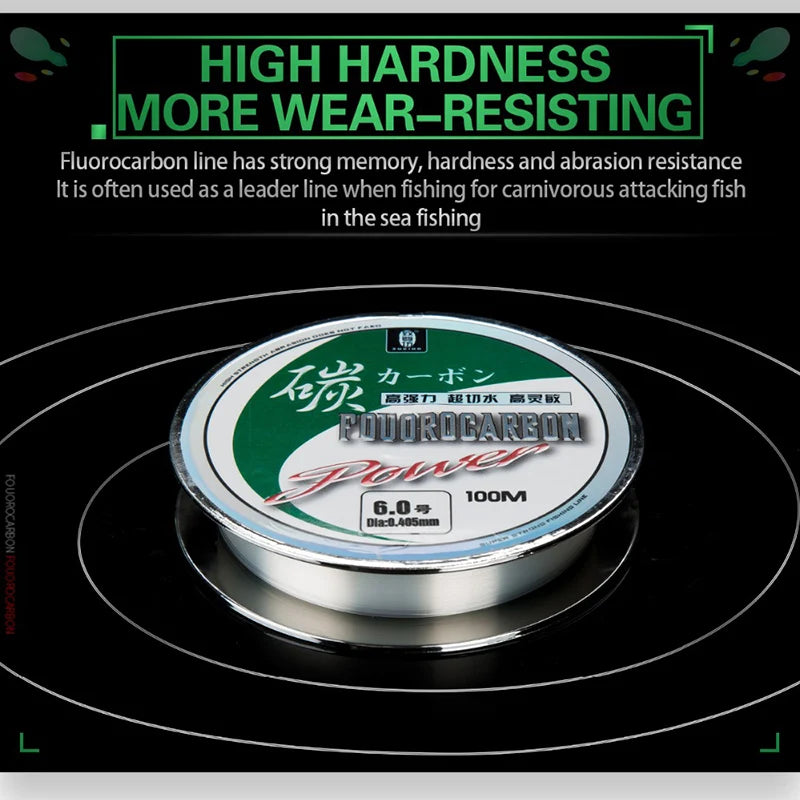 ZUKIBO fluorocarbono 100â„… japón,pesca accesorios mar,pesca surfcasting50M100M lÃnea de pesca de fluorocarbono lÃnea de fibra de carbono importada japonesa 1-25kg lÃnea de hundimiento de monofilamento pesca