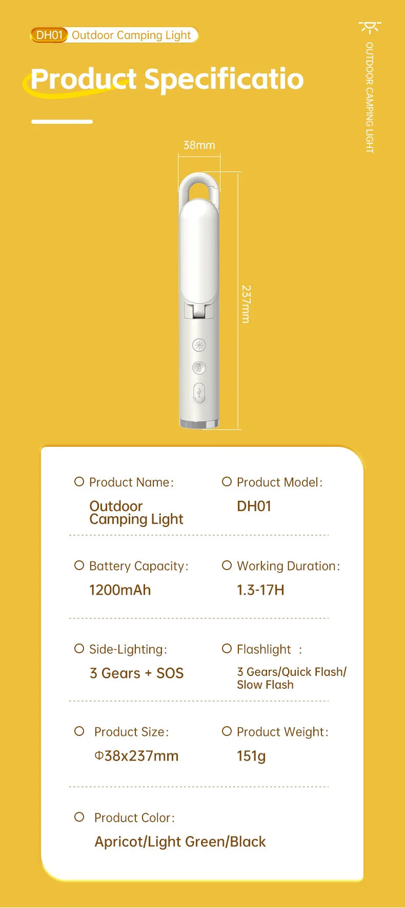 Linterna de Camping UltraBrillante con Linterna y Modo SOS - Plegable, Carga Tipo-C, Impermeable IP53 para Senderismo/Reparaciones de Emergencia