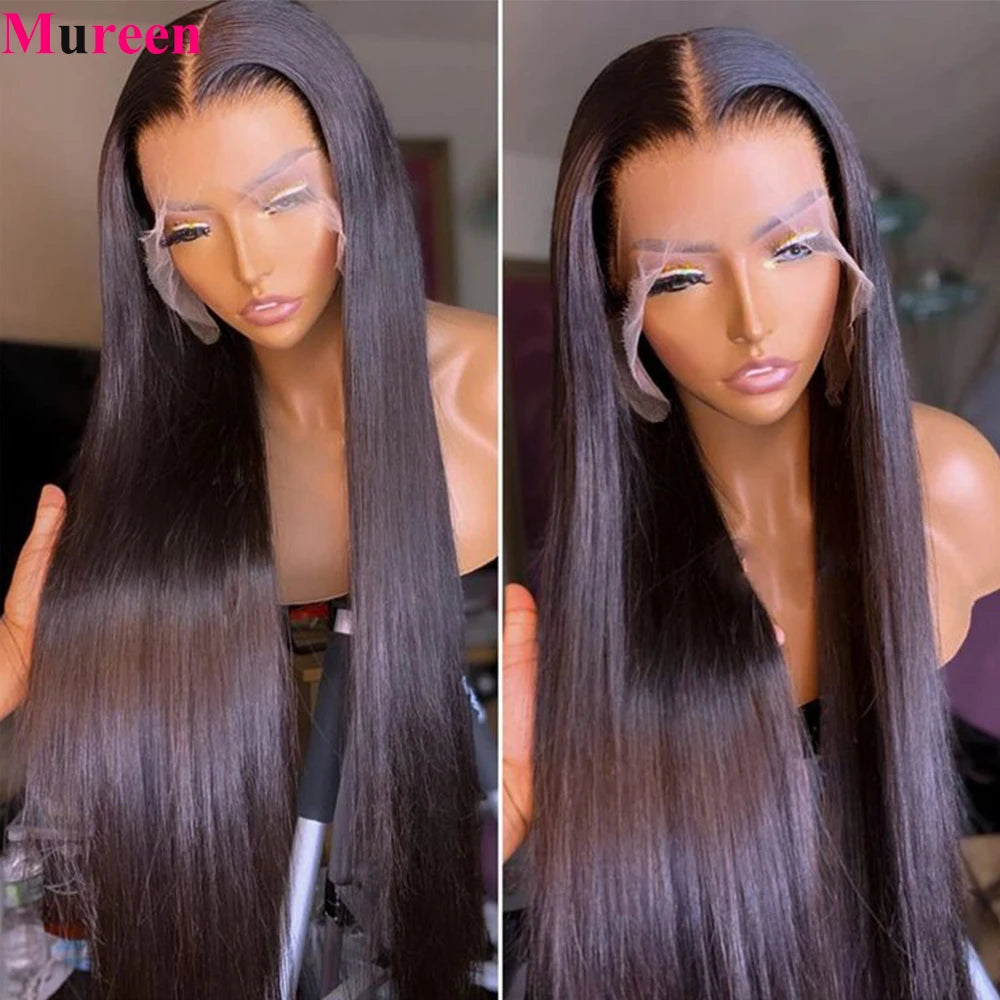 Peluca frontal de encaje de cabello liso de 250% de densidad, cabello humano 13x4 HD, peluca con malla frontal para mujeres, pelucas de cabello humano