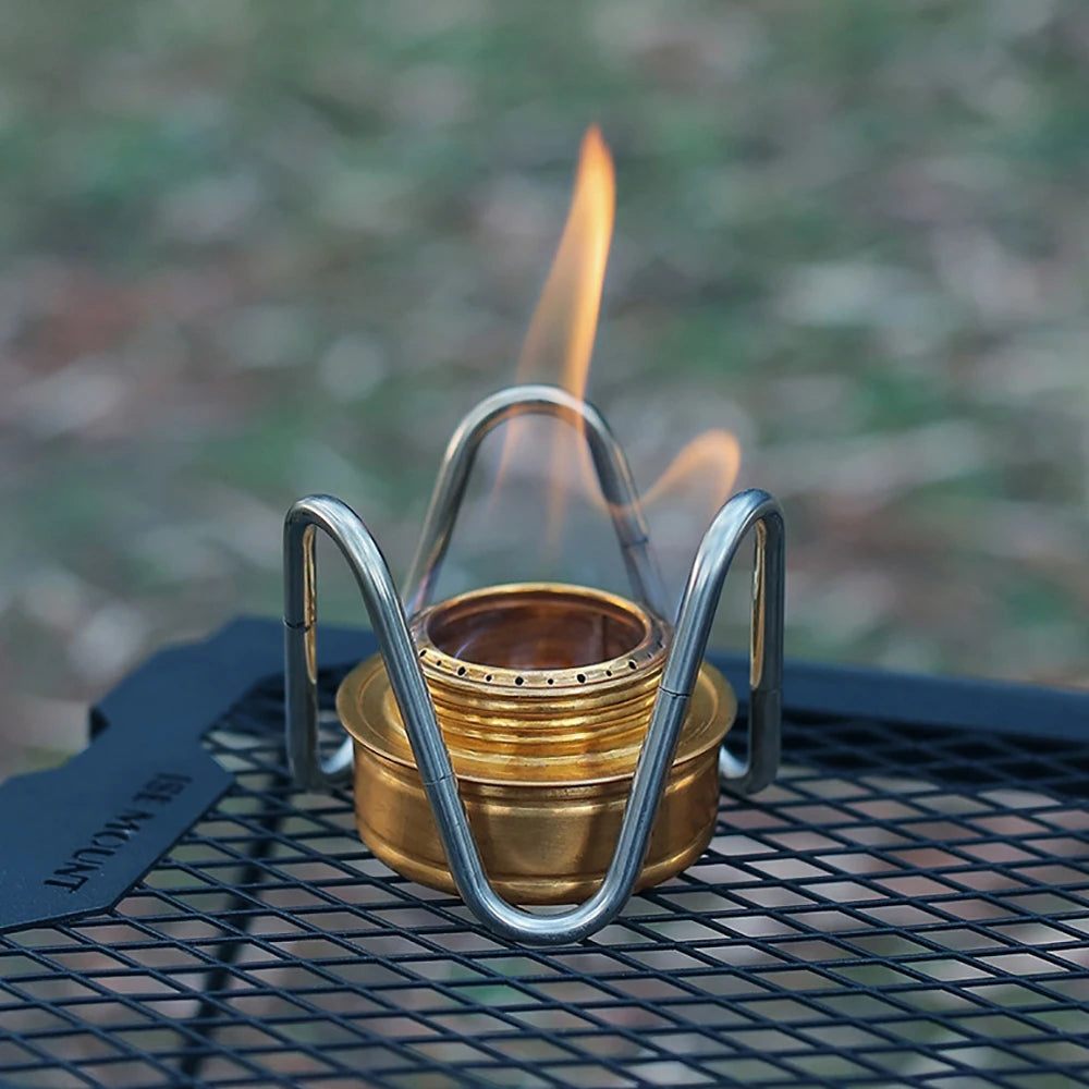 Soporte para estufa de Alcohol para acampar al aire libre, soporte desmontable de acero inoxidable, accesorios creativos portátiles para acampar, senderismo y acampada