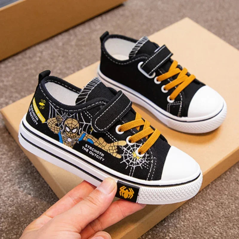 Zapatos de lona Disney para niños, zapatillas de deporte de Spiderman para niños, zapatos antideslizantes para estudiantes, zapatos deportivos de fondo suave para exteriores