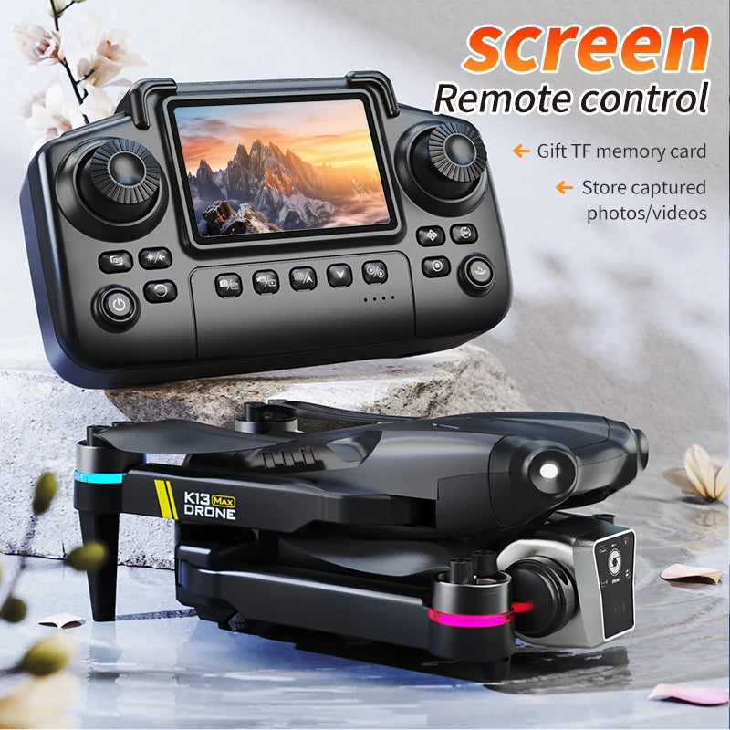 K13MAX Drone profesional RC 8K cámaras HD WIFI FPV altura mantener gesto fotografÃa plegable Quadcopter pantalla Control remoto juguete