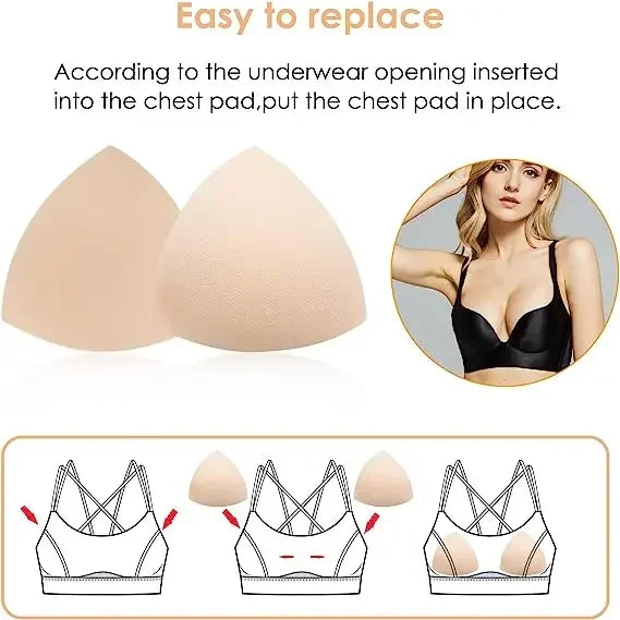 Almohadilla para sujetador, copas triangulares de ventilación, almohadillas de espuma de inserción de realce en el pecho para traje de baño, accesorios de relleno, almohadilla potenciadora extraíble