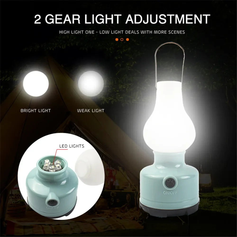 Luces de Camping portátiles, lámpara impermeable para campamento al aire libre, 2 modos de iluminación, lámpara de tienda para senderismo, patio de escalada