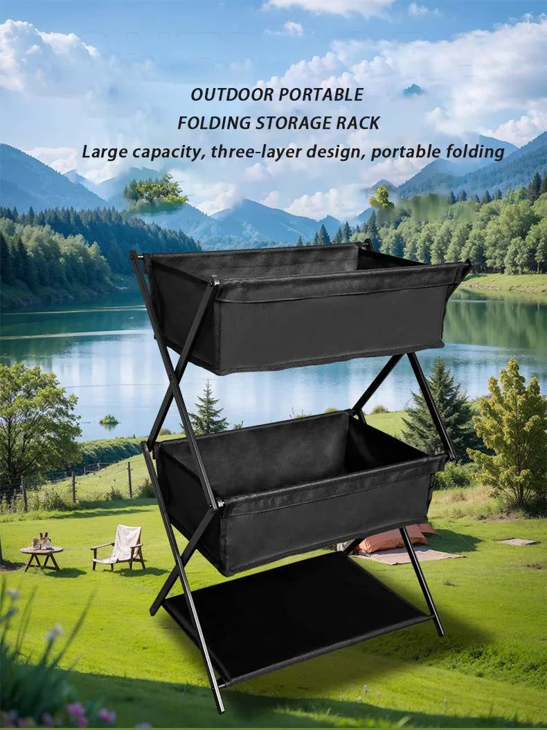 TARKA Camping nuevo estante de almacenamiento estante de almacenamiento portátil plegable de tres capas para Picnics estante de almacenamiento para barbacoa estante multifuncional