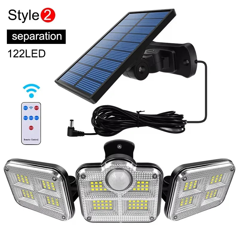 122/333LED luces solares Sensor de movimiento al aire libre inducción humana 3 modos IP65 impermeable energÃÂa Solar garaje patio lámpara de pared del pasillo