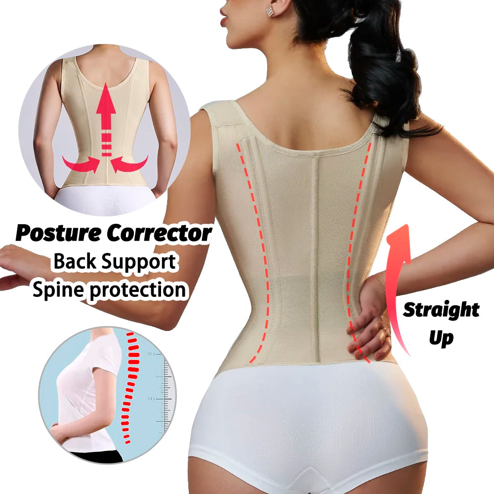 Faja de corsé colombiano para mujer, faja correctiva reductora de vientre, entrenador de cintura, carpeta de vientre adelgazante, ropa moldeadora de vaina plana