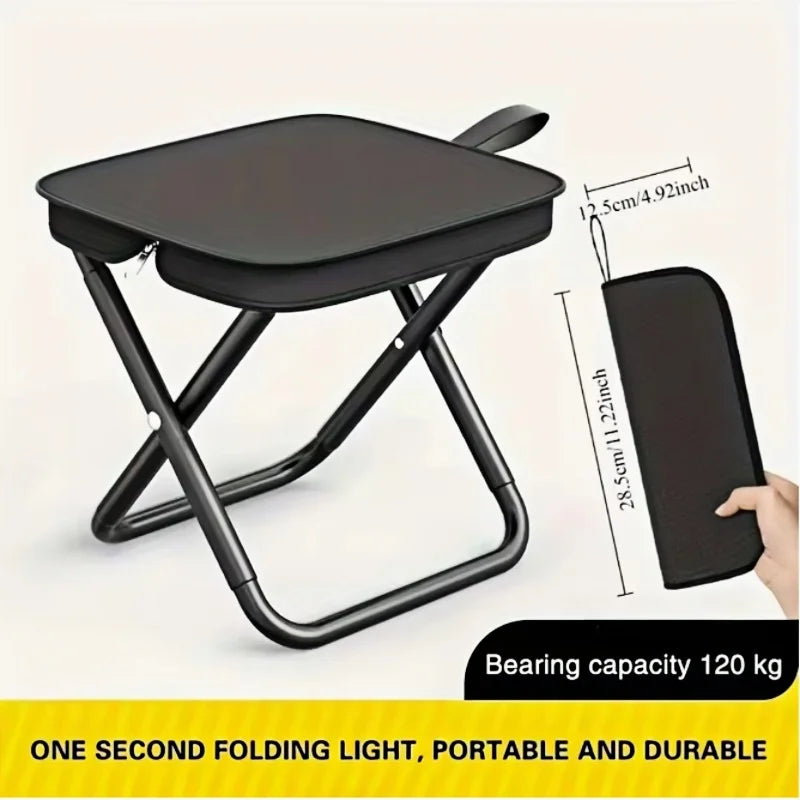 Taburete plegable portátil con cremalleras ajustables, estructura de metal duradera, silla de pesca con cremallera, silla para acampar al aire libre y senderismo