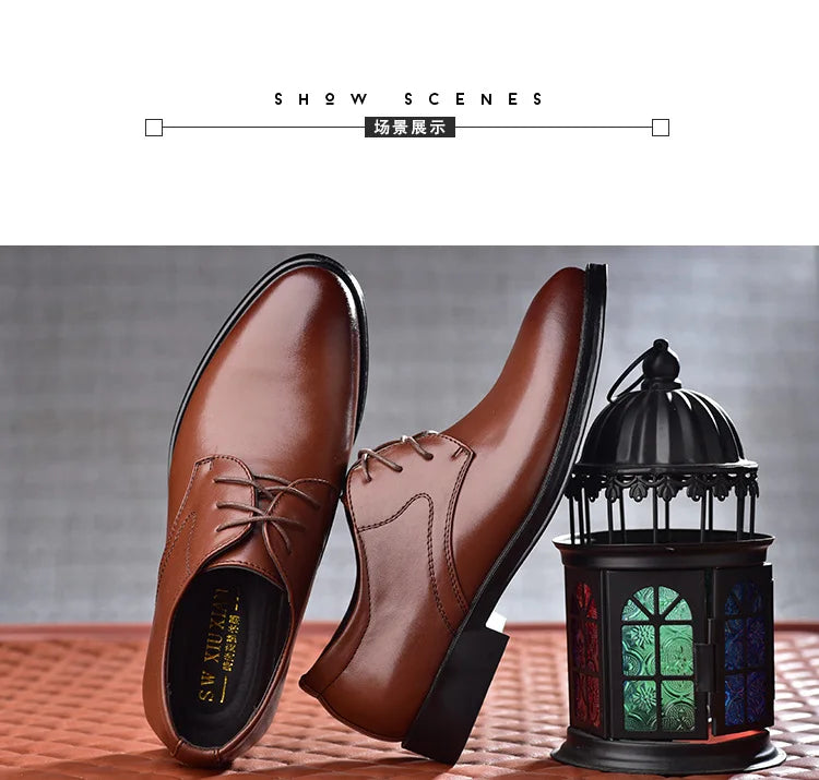 Zapatos de vestir formales para hombre, calzado informal de cuero, diseñador de boda Social, punta estrecha, zapatos negros de oficina para invierno, marca 2023
