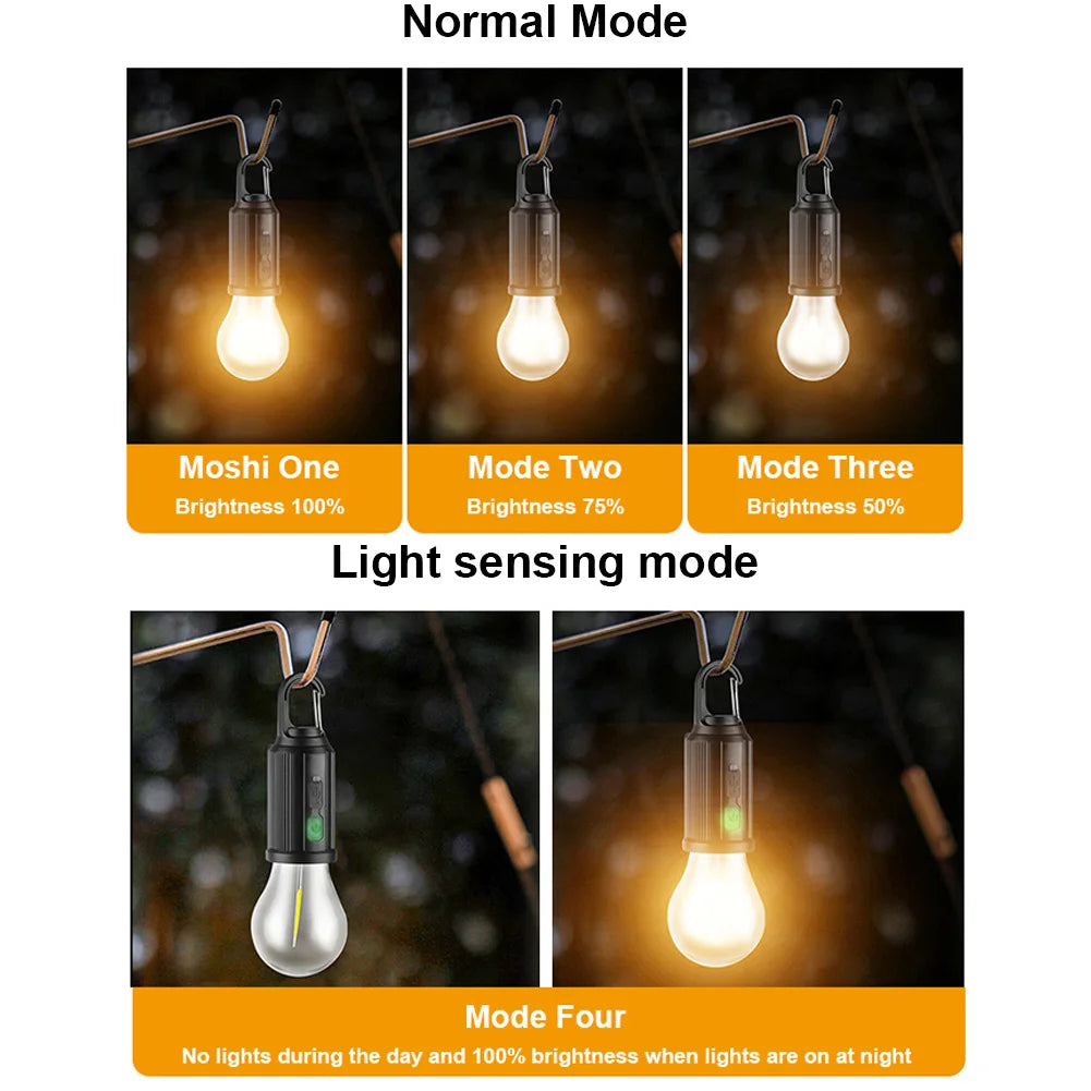 Linterna de iluminación LED con energía Solar, luz de tienda para exteriores con carga USB, impermeable, luz de ambiente para barbacoa, para acampar al aire libre, 2-5 uds.