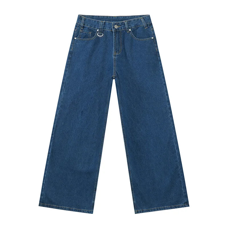 IEFB, pantalones vaqueros de verano para hombre, pantalones vaqueros lavados de color azul viejo para hombre, ropa informal recta para hombre, pantalones sueltos de pierna ancha, nueva moda 9C354