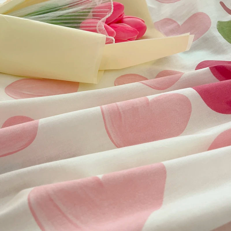 Juego de sábanas ajustadas de algodón 100% puro con funda de almohada, funda de cama con estampado de flores, sábanas individuales/Queen/King Size