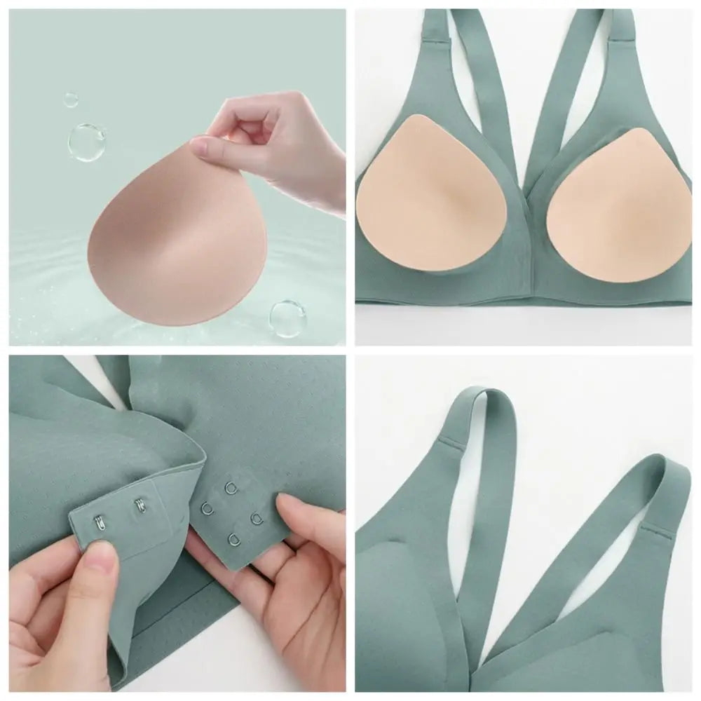 Sujetador inalámbrico con hebilla frontal en V profundo, sujetador antiflacidez a prueba de golpes para mujer, lencería de Copa grande, sujetadores sin costuras para niñas y mujeres