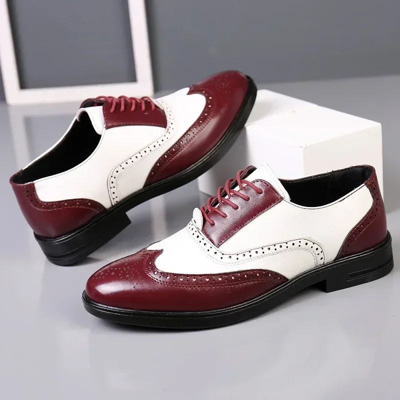 Zapatos de vestir para hombre de colores mezclados, zapatos de cuero Retro para hombre, calzado barroco de negocios para hombre, calzado Oxford informal para hombre Erkek Ayakkabı