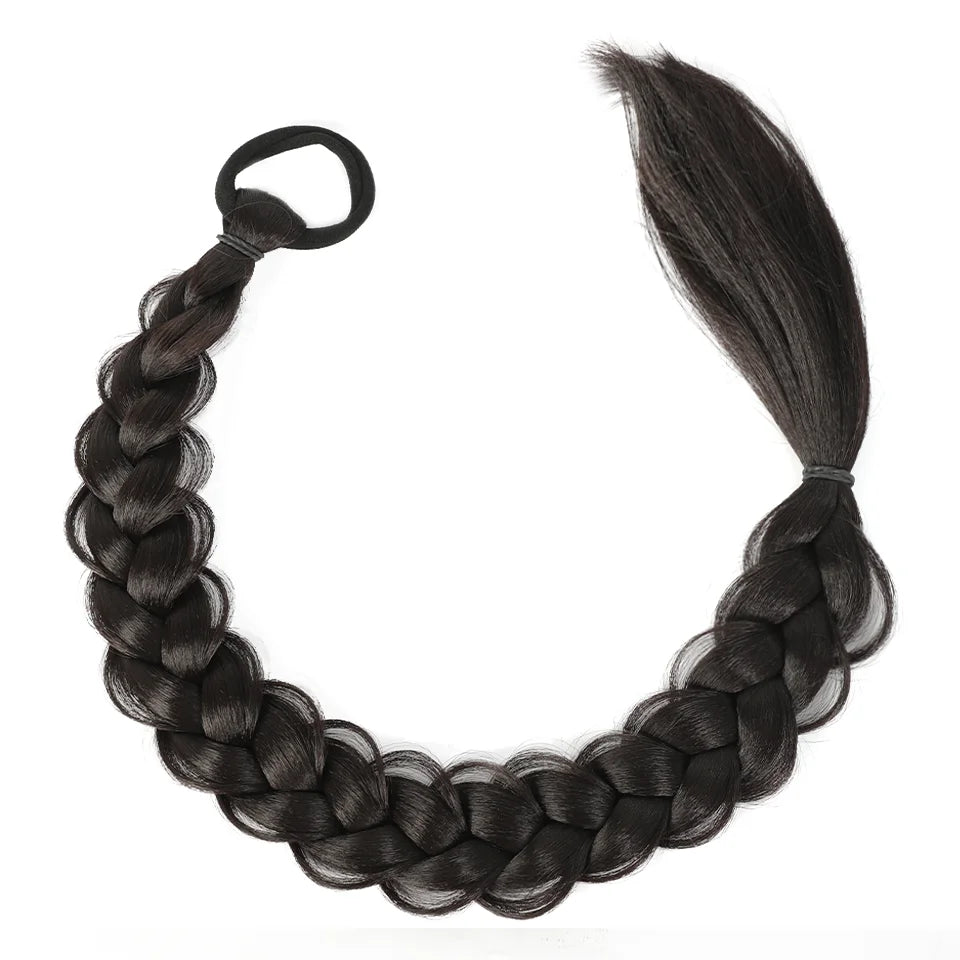 Extensiones de cabello de cola de caballo trenzadas de largo sintético de 24 pulgadas para mujer, accesorios para el cabello de fibra de alta temperatura