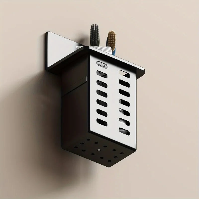 1 soporte funcional para cepillos de dientes para baño, estante de almacenamiento para cepillos de dientes montado en la pared, estante de almacenamiento para el baño