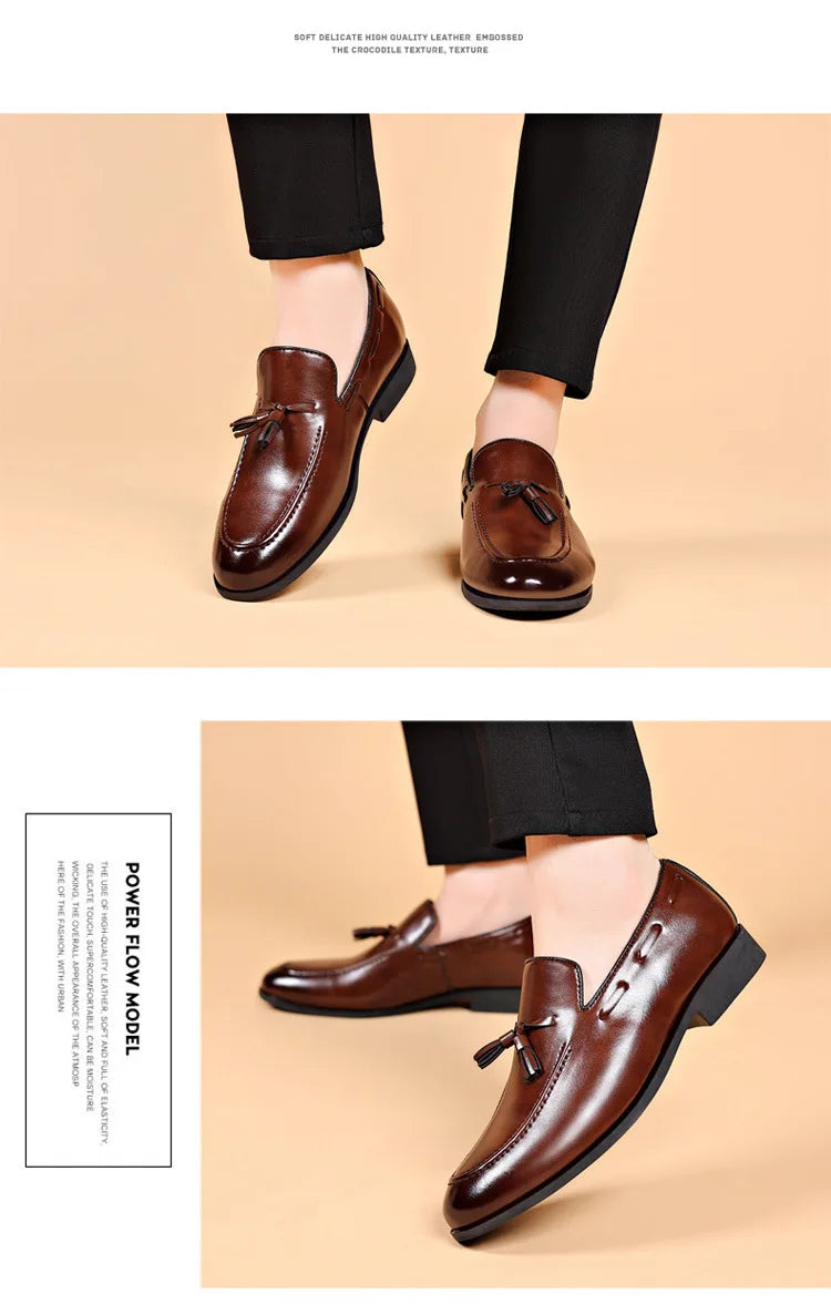 Zapatos de vestir para hombre, nuevos Zapatos de moda de cuero Pu para hombre, Zapatos informales formales de negocios de gran tamaño, Zapatos de boda para hombre