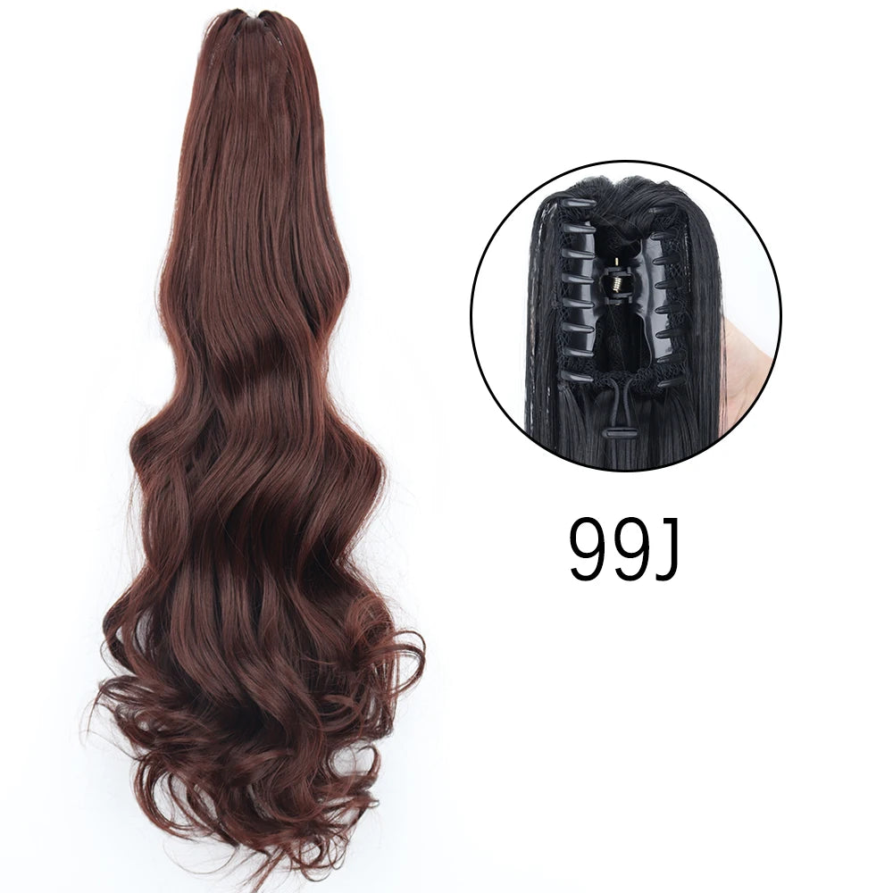 Extensiones de cabello de cola de caballo con Clip de garra larga y recta sintética, pieza de cabello de cola de caballo resistente al calor de 24 pulgadas para mujer, fiesta diaria