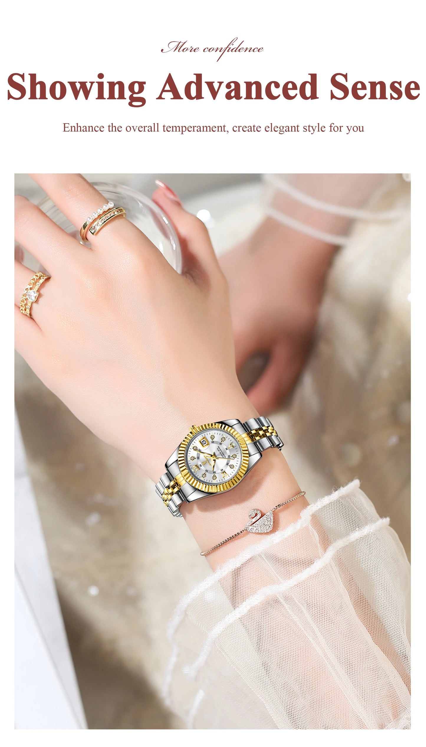 POEDAGAR, relojes de lujo para mujer, Reloj de pulsera resistente al agua con fecha luminosa para mujer, Reloj de cuarzo elegante de acero inoxidable para mujer, Reloj