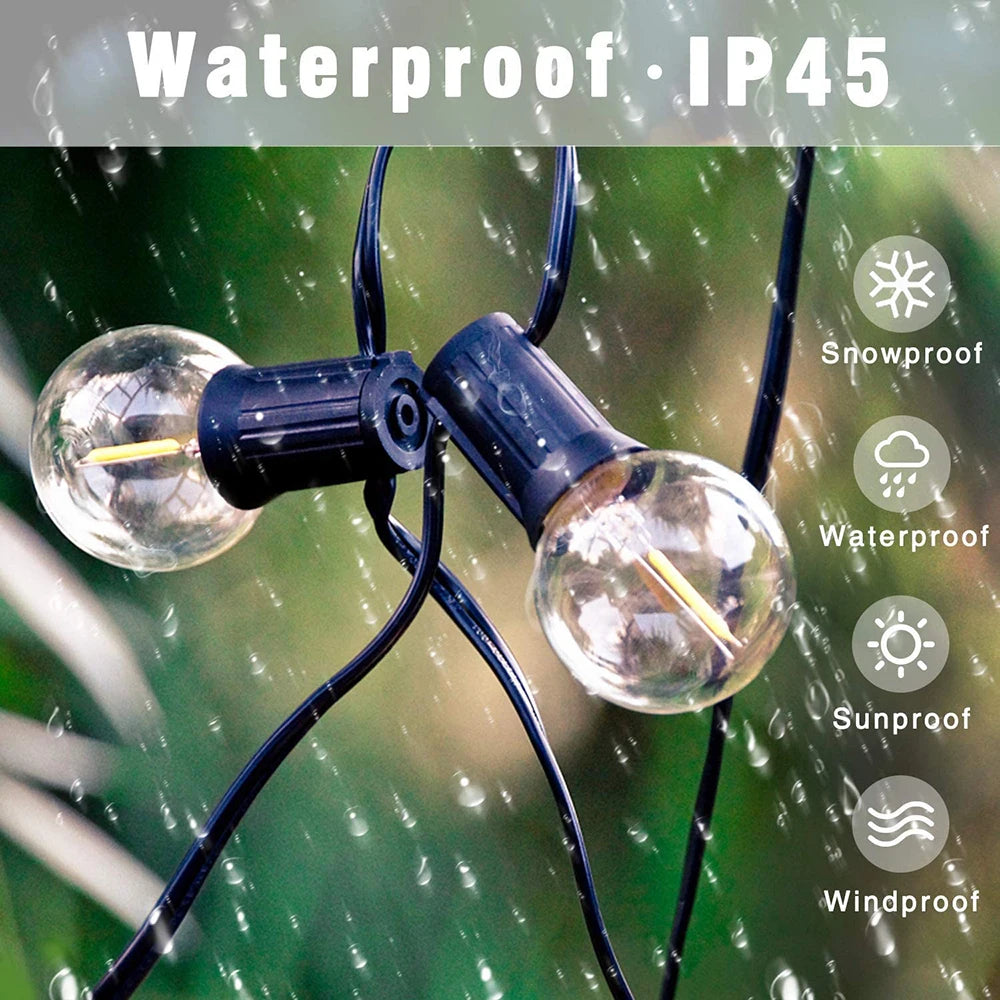 Guirnalda de luces LED para exteriores de 110V/220V, guirnalda de hadas para Patio, lámpara para boda, calle, Camping, jardÃÂn, decoración de fiesta
