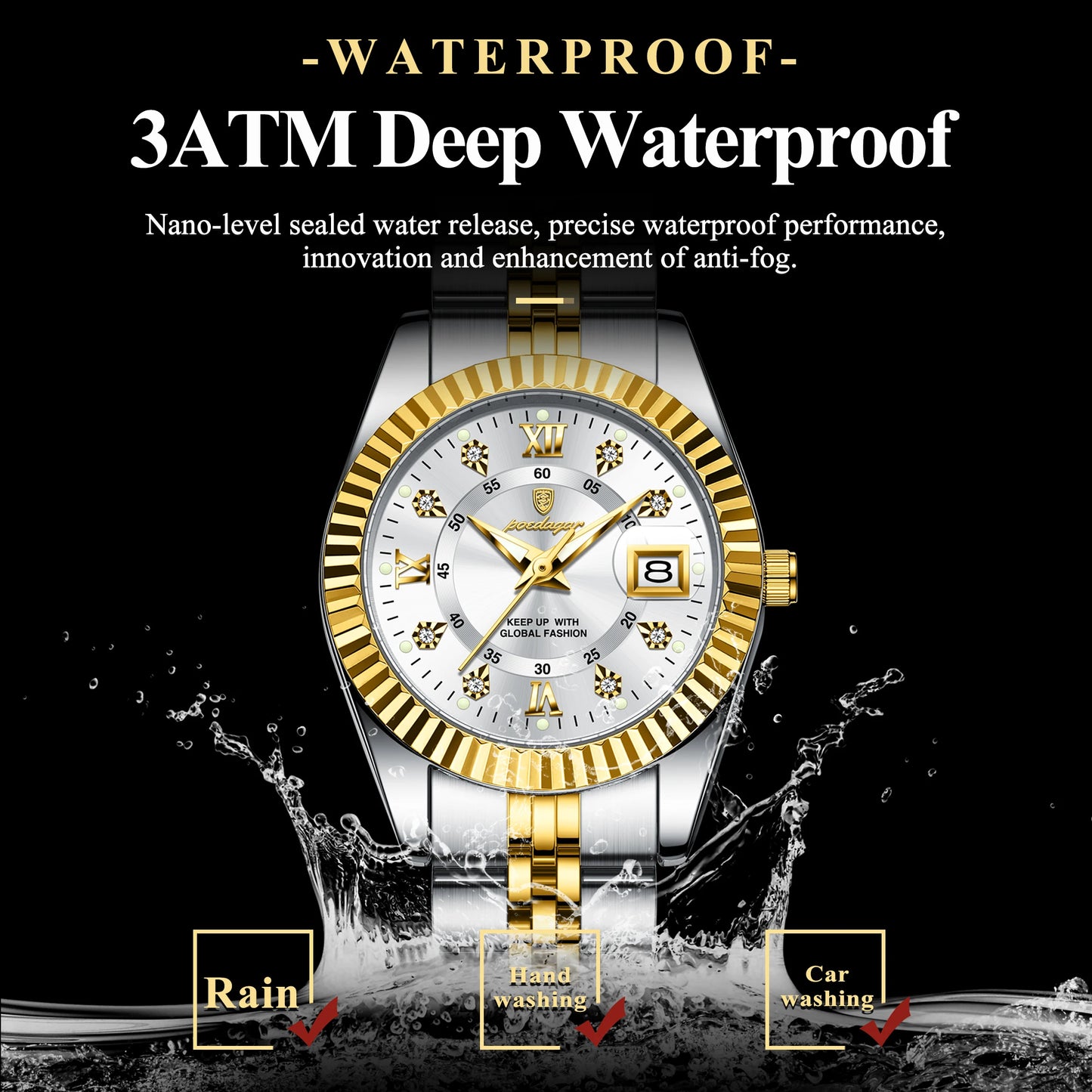POEDAGAR, relojes de lujo para mujer, Reloj de pulsera resistente al agua con fecha luminosa para mujer, Reloj de cuarzo elegante de acero inoxidable para mujer, Reloj