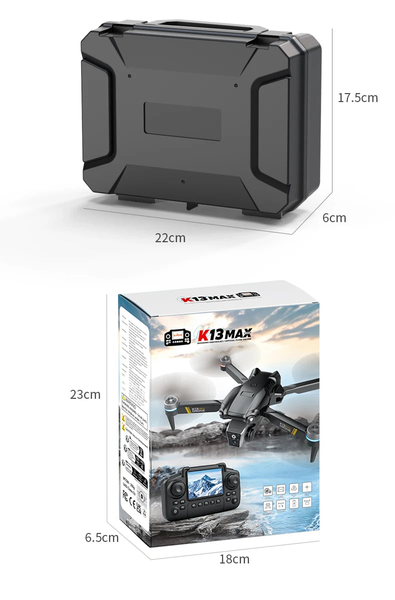 K13MAX Drone profesional RC 8K cámaras HD WIFI FPV altura mantener gesto fotografÃa plegable Quadcopter pantalla Control remoto juguete