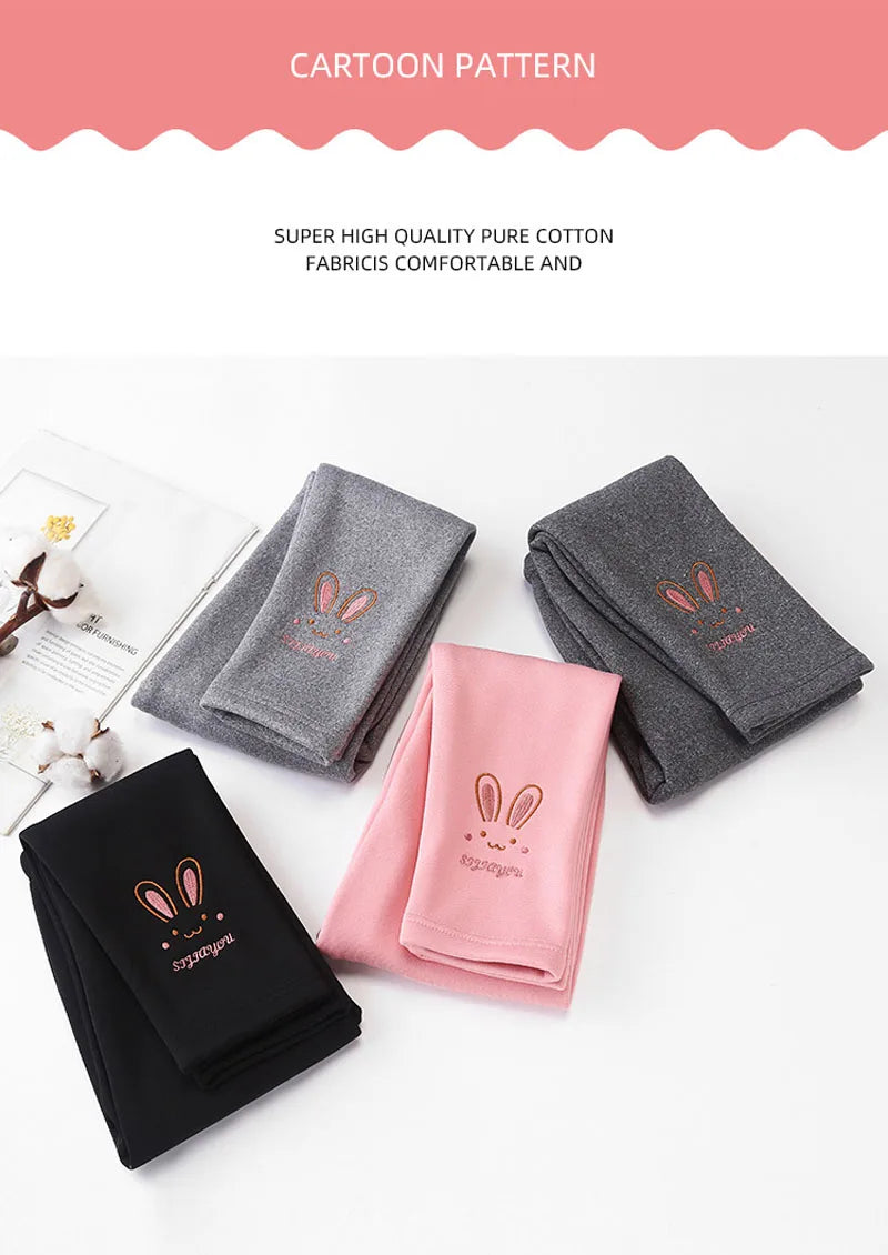 Leggings para niñas Otoño Invierno grueso cálido más lindo conejo Fond niños bebé parte inferior pantalones