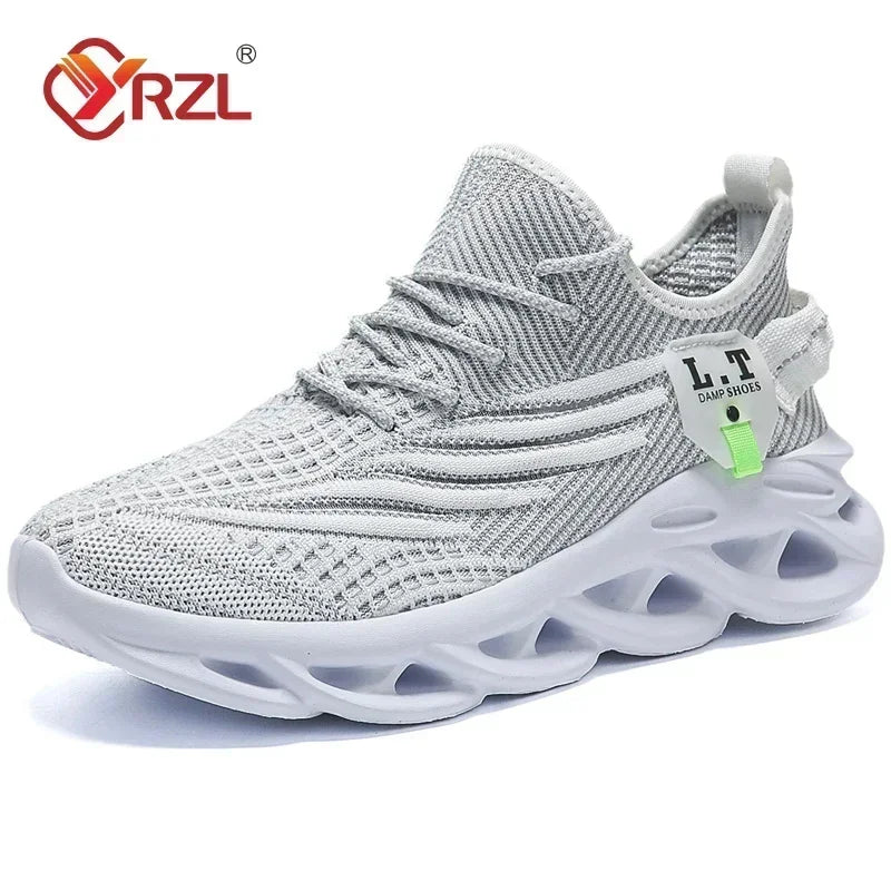 YRZL hombres deportes correr negro zapatos para correr zapatillas casuales al aire libre malla transpirable mujeres ligero absorción de impacto tenis negro