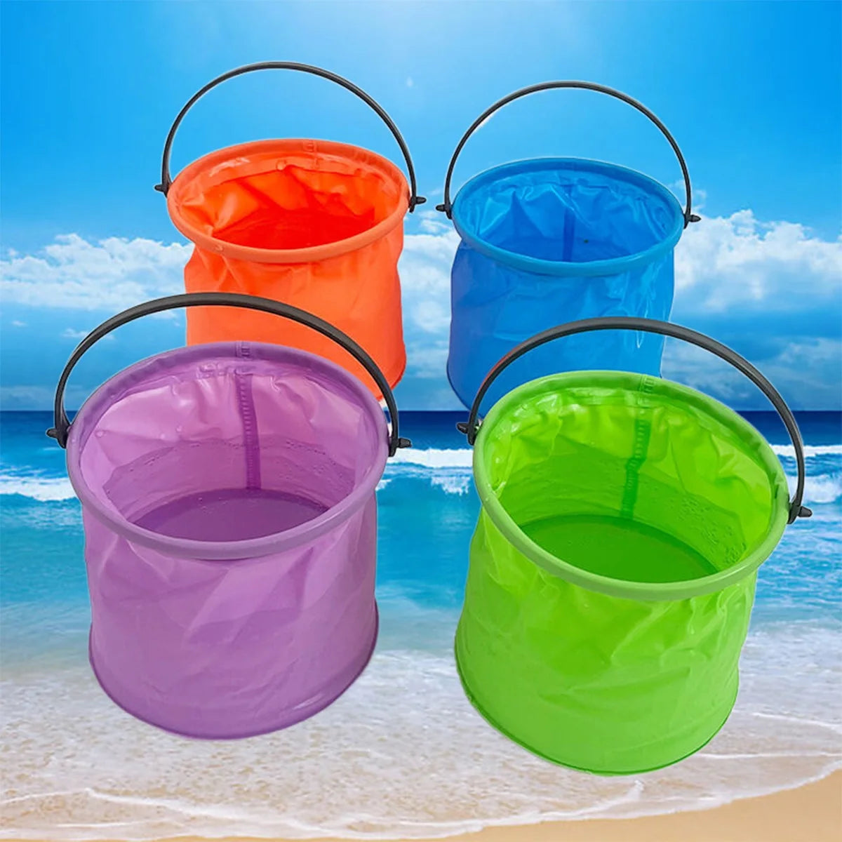 Cubo plegable con asa, portátil, para playa, viajes, fiestas en el jardín al aire libre, camping, picnics, pesca y senderismo, 10/4/1 Uds.