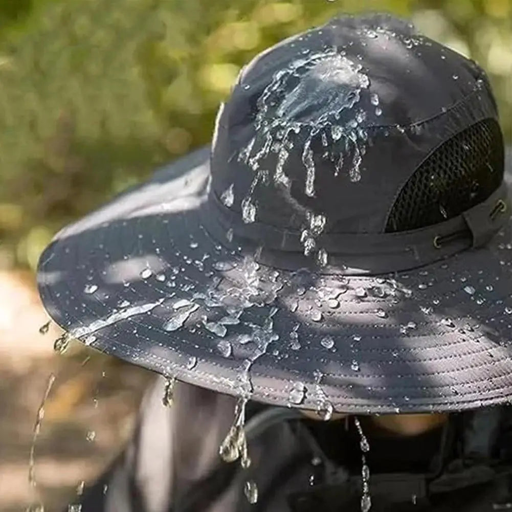 Sombrero de sol de ala ancha con solapa para el cuello para hombres y mujeres ajustable al aire libre 50 + protección UPF gorra de Safari senderismo sombrero de pesca