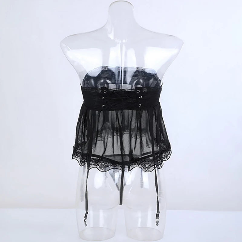 Falda Sexy transparente, vestido sexual interesante, lencerÃa de talla grande para mujer, vestidos de campana de noche, pantalones exóticos rojos sexuales de noche para Cosplay