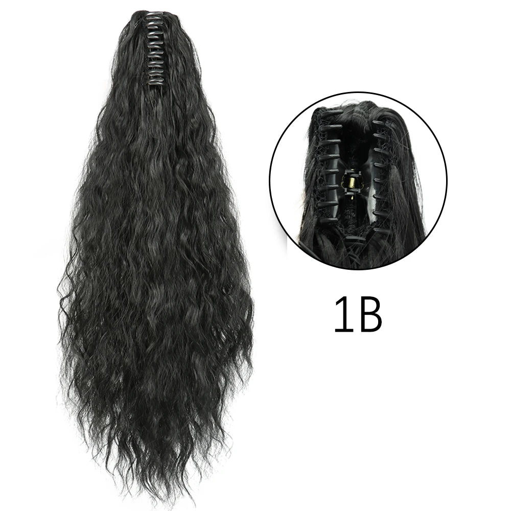 Extensiones de cabello de cola de caballo con Clip de garra larga y recta sintética, pieza de cabello de cola de caballo resistente al calor de 24 pulgadas para mujer, fiesta diaria