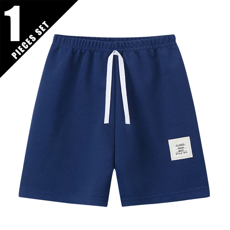1/3/6 Pcs Children's Solid Color Drawstring Strap Shorts Boy Casual Fashion Pants Girl Joker Comfortable Elastic Waist Pants
