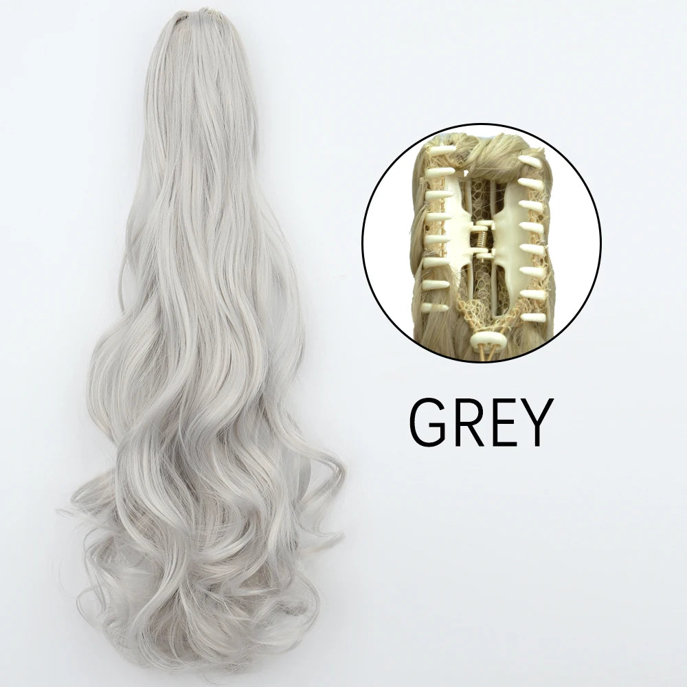 Extensiones de cabello de cola de caballo con Clip de garra larga y recta sintética, pieza de cabello de cola de caballo resistente al calor de 24 pulgadas para mujer, fiesta diaria