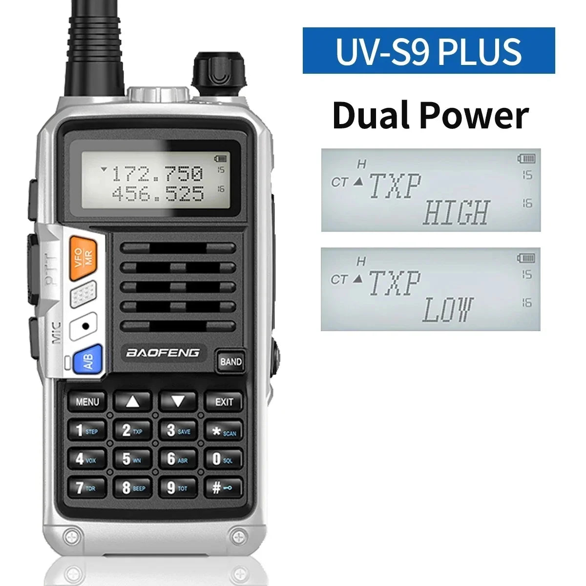 BAOFENG UV-S9 PLUS 10W Walkie Talkie banda Dual de largo alcance VHF UHF Radio de mano para UV-5R UV-K5 Ham Radio bidireccional para acampar