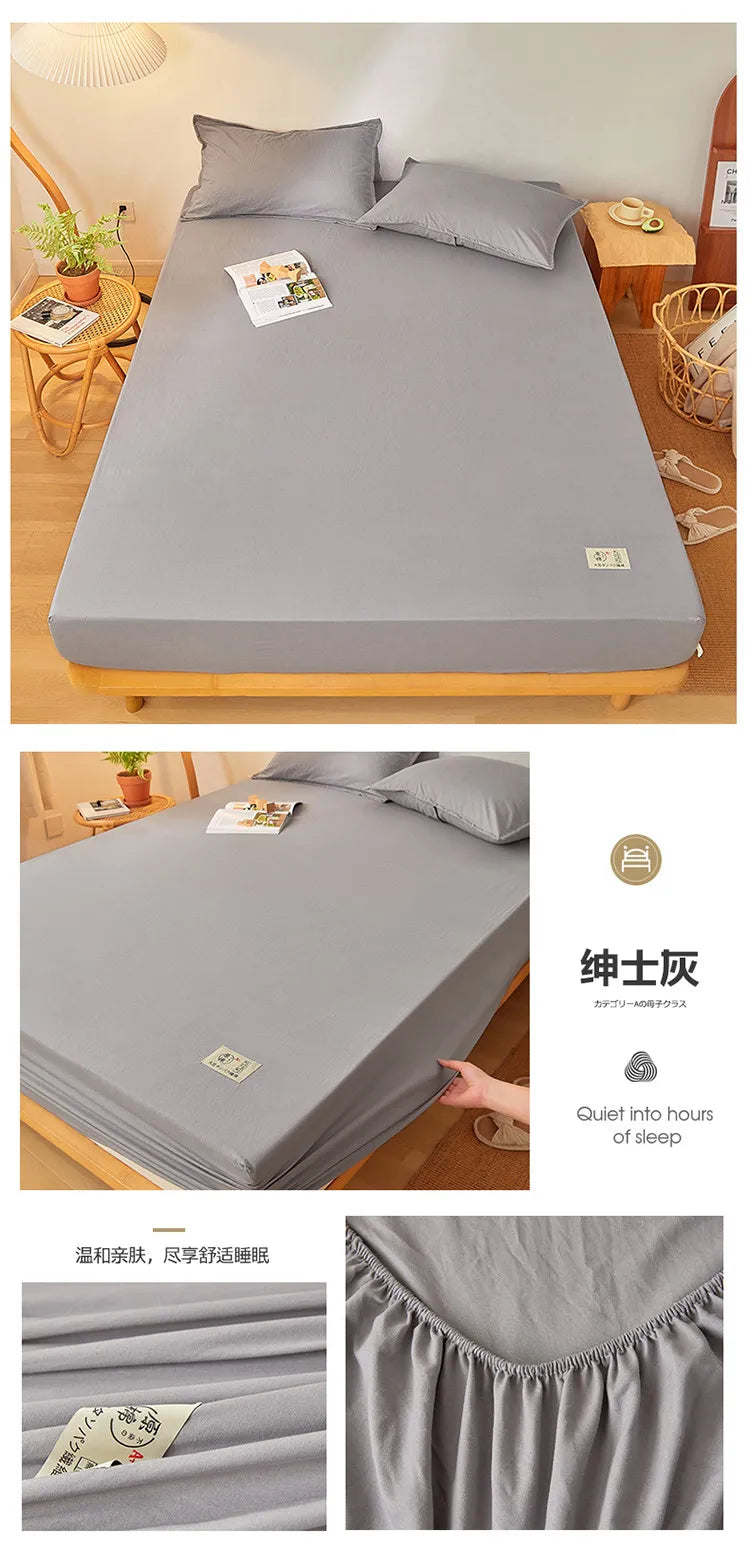 Sábana bajera de algodón 100% con banda elástica, Funda de colchón ajustable antideslizante de Color sólido para cama individual, doble, King y Queen