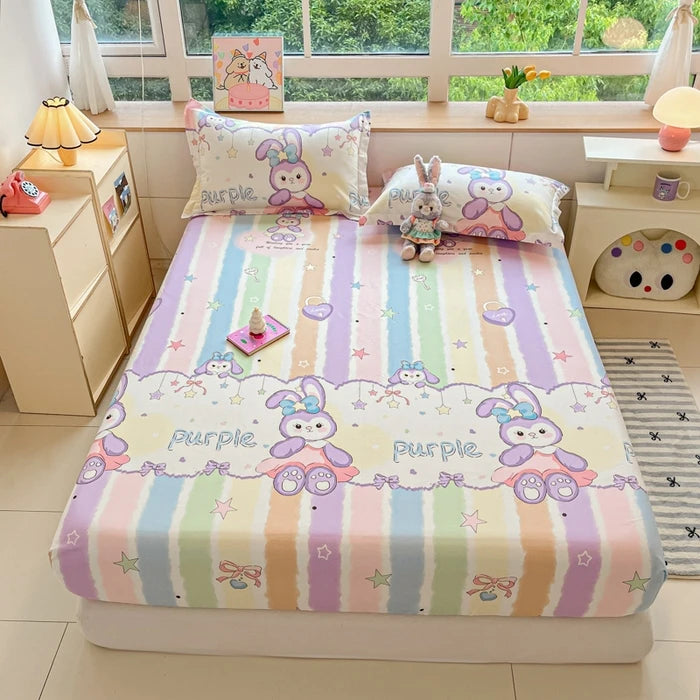 Juego de sábanas ajustadas de algodón 100% puro con funda de almohada, funda de cama con estampado de flores, sábanas individuales/Queen/King Size