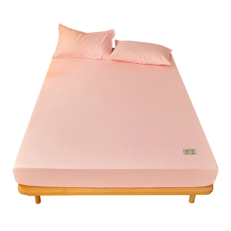 Sábana bajera de algodón 100% con banda elástica, Funda de colchón ajustable antideslizante de Color sólido para cama individual, doble, King y Queen