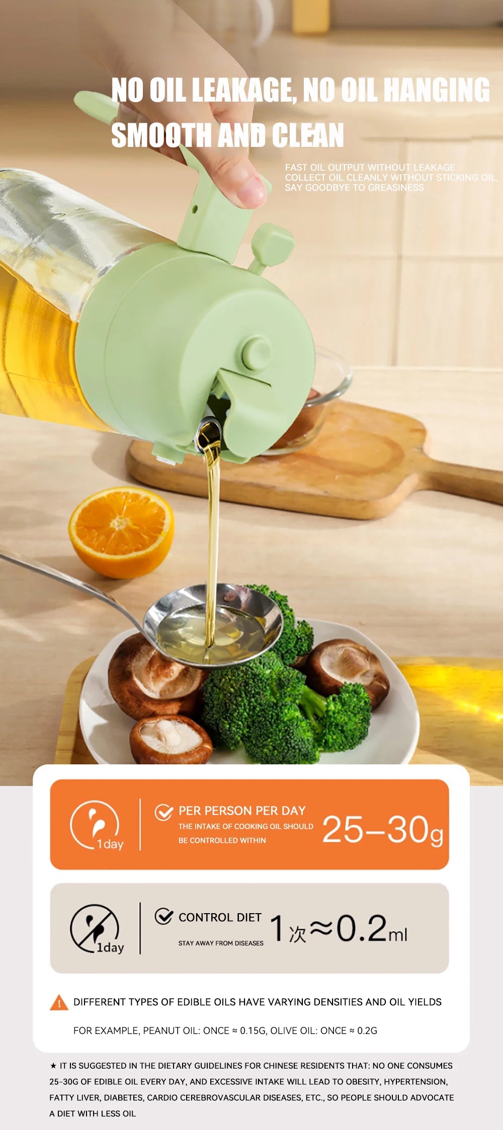Botella vacía de aceite de 500mL, pulverizador y vertedor 2 en 1, contenedor de aceite de plástico, dispensador de aceite de cocina, vaporizador, vinagrera para acampar y barbacoa