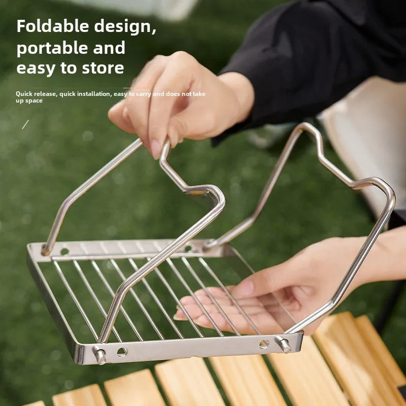 Parrilla plegable para fogata, portátil, multifuncional, de acero inoxidable, resistente a la corrosión a altas temperaturas, para acampar al aire libre