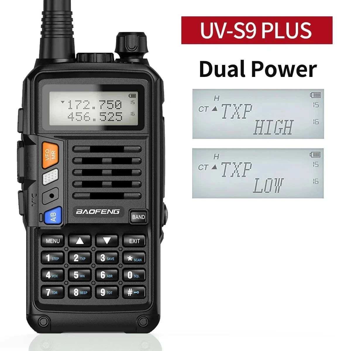 BAOFENG UV-S9 PLUS 10W Walkie Talkie banda Dual de largo alcance VHF UHF Radio de mano para UV-5R UV-K5 Ham Radio bidireccional para acampar