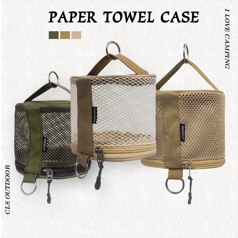 Estuche de pañuelos para acampar al aire libre con gancho, bolsa de almacenamiento de papel en rollo, caja de almacenamiento de papel higiénico para Picnic, senderismo y Camping