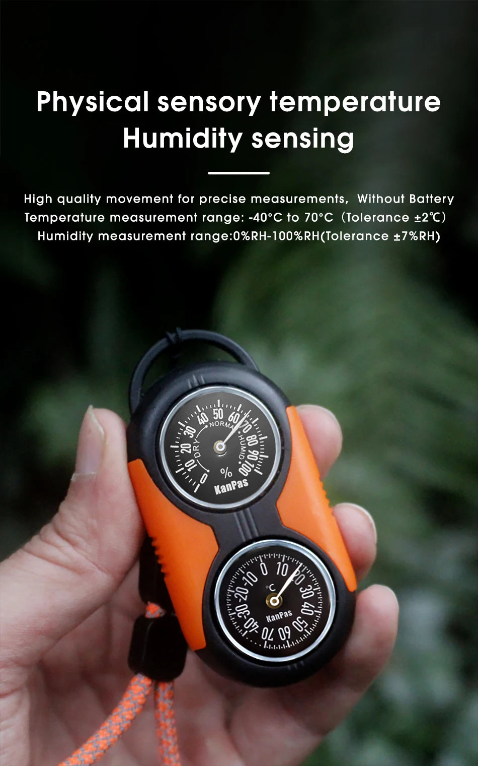 KANPAS Kit de brújula con termómetro/Kit de termohigrómetro de calidad/para exteriores, Camping, senderismo, senderismo, caza, ahorro en vivo, supervivencia