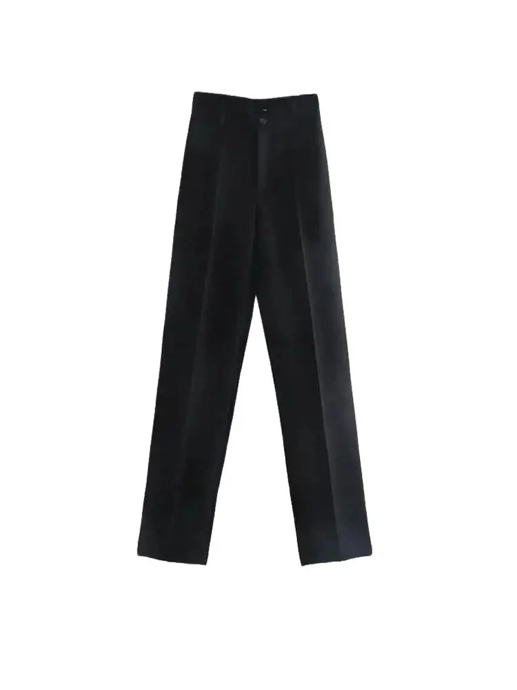 TRZA, pantalones rectos elegantes a la moda para oficina para Mujer, pantalones Vintage de cintura alta con cremallera, pantalones para Mujer