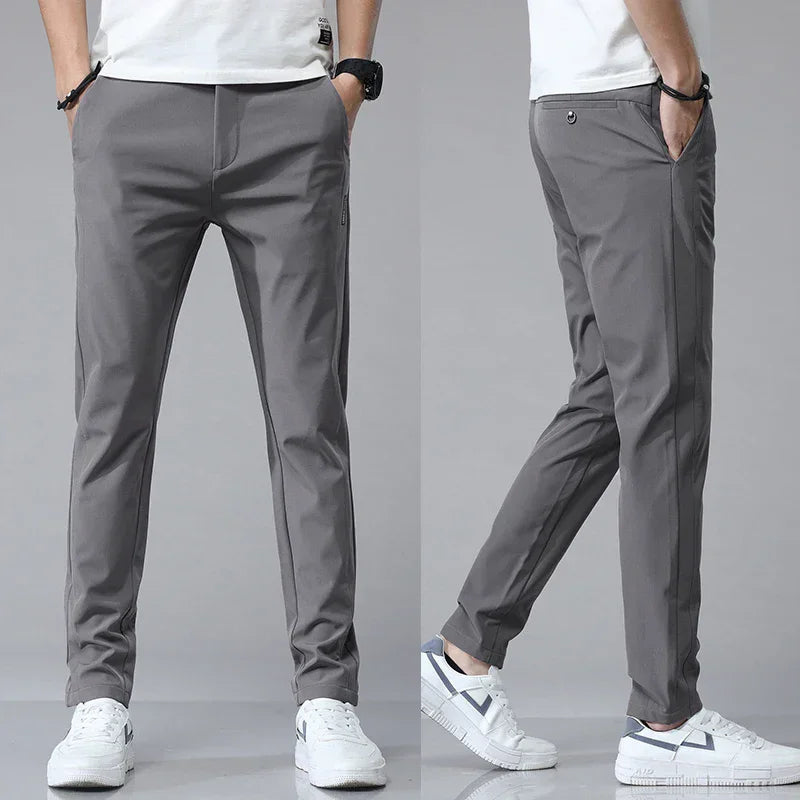 Pantalones informales rectos ajustados elásticos ultrafinos para hombre, pantalón deportivo de Golf transpirable de alta calidad, primavera y verano, 2024